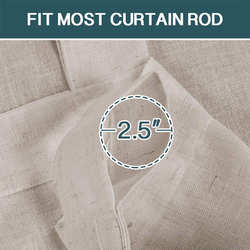 FantasDecor Linen Sheer Curtains 108 inch Length 2 Panels Tab Top for Living Room Bedroom Light Filtering Window Drapes Neutral Country Rustic Farmhouse Boho Shades, Angora - Image 4